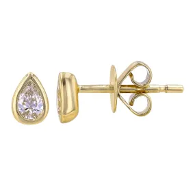 0.22 Carat Total Weight Pear Diamond Bezel Stud Earrings in 14K Yellow Gold