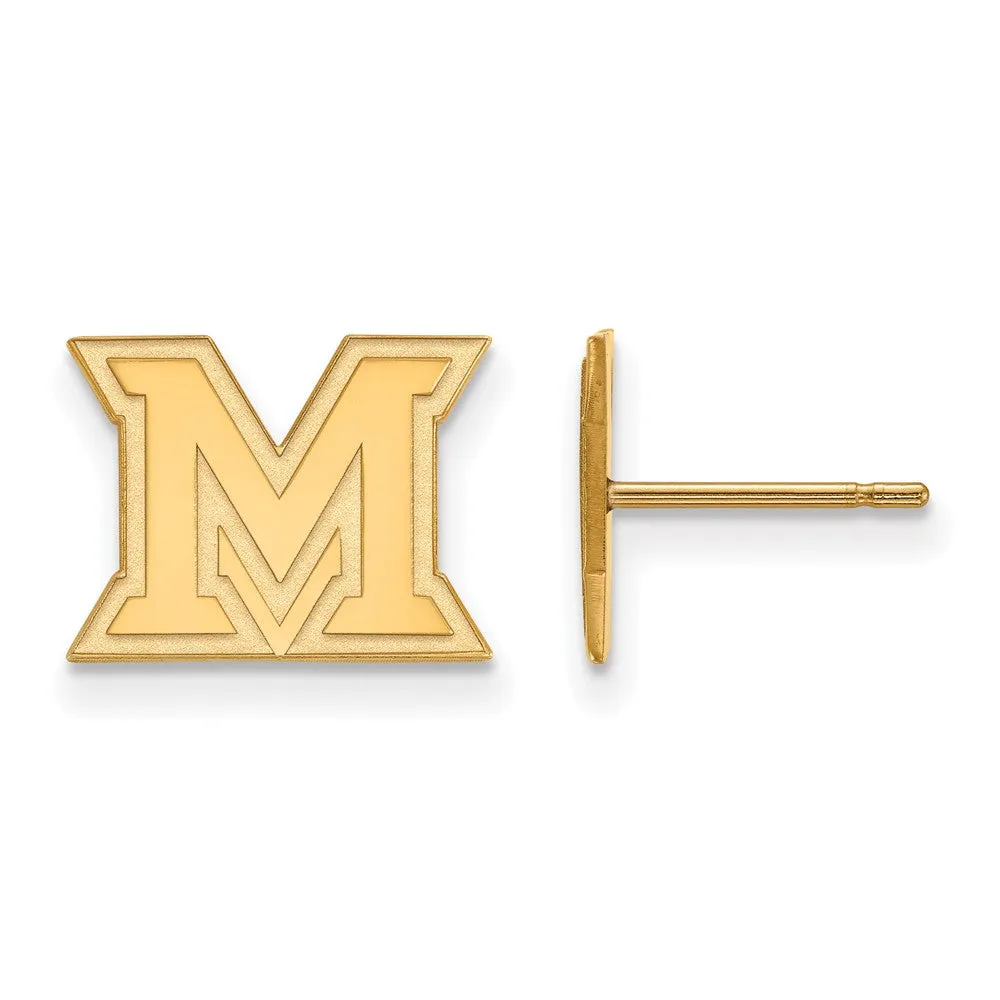 10k Yellow Gold Miami University XS (Tiny) 'M' Post Earrings