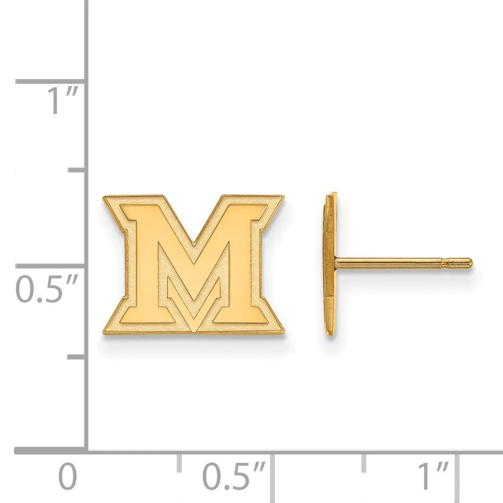 10k Yellow Gold Miami University XS (Tiny) 'M' Post Earrings