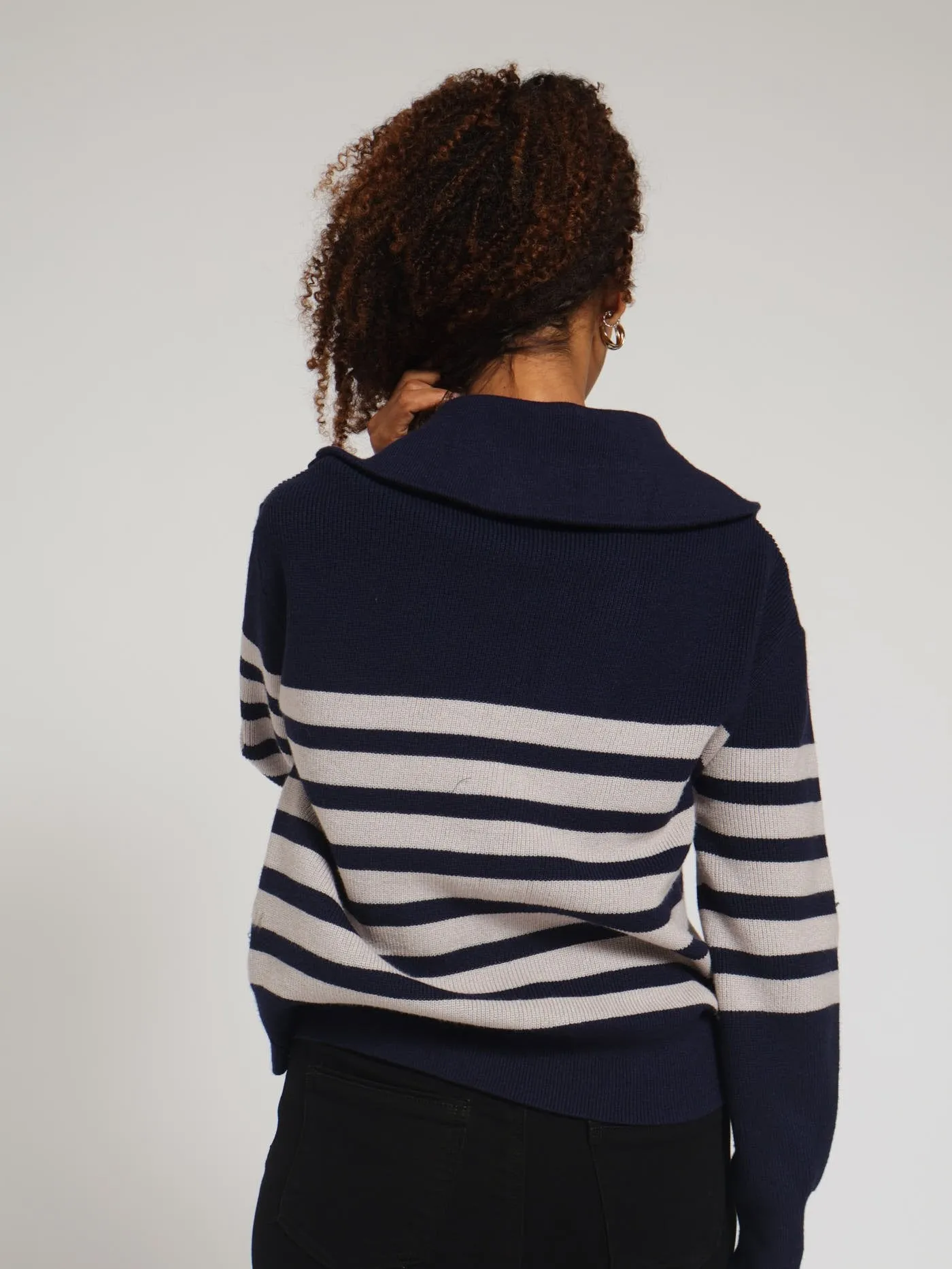 1/4 Zip Sweater Jersey - Navy