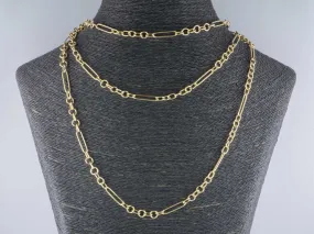 14K Gold Mixed Link Chain Necklace 18 Trombone Links R4503