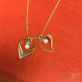 14k Two Of Hearts With Pearls