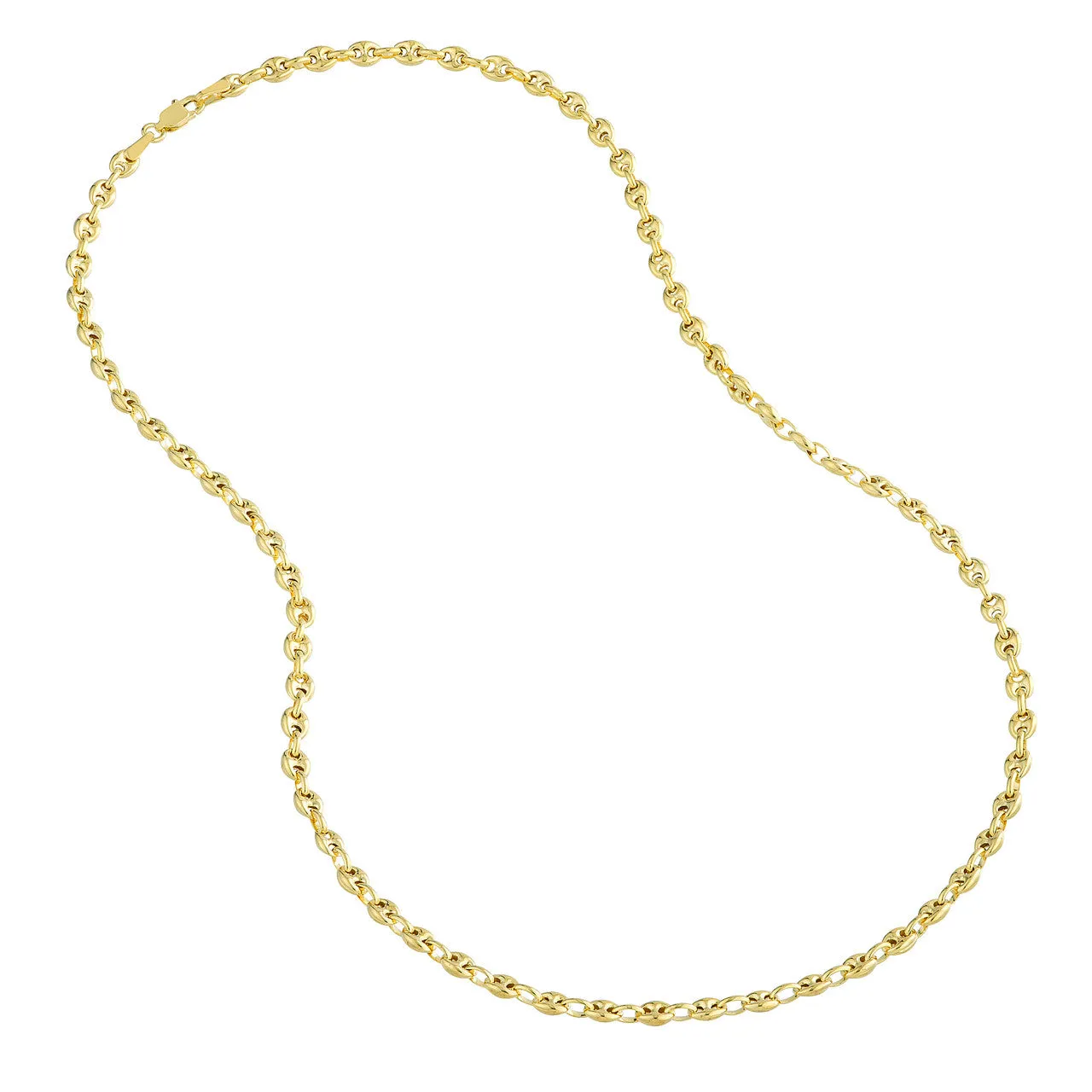 14K Yellow Gold 3.70mm Puffed Mariner Link Chain Necklace