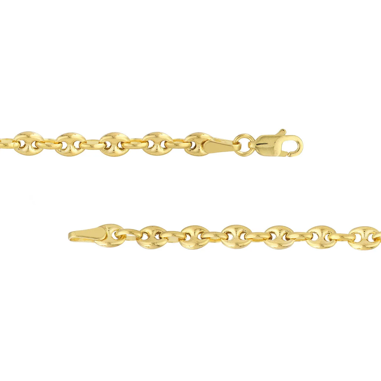 14K Yellow Gold 3.70mm Puffed Mariner Link Chain Necklace