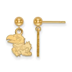 14k Yellow Gold University of Kansas Ball Dangle Earrings