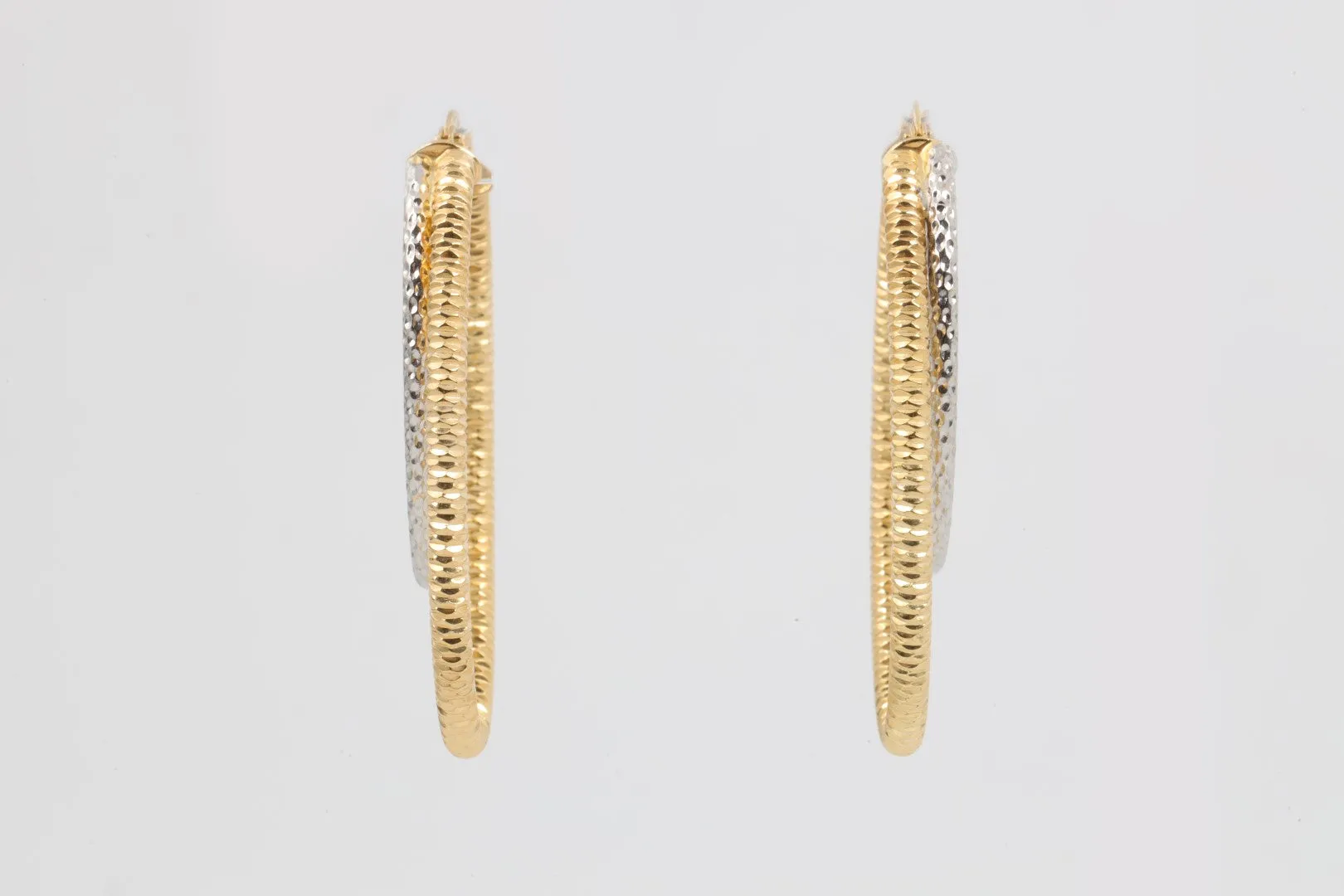 18k Two-Tone Gold Hoop Earrings (4.47g.)