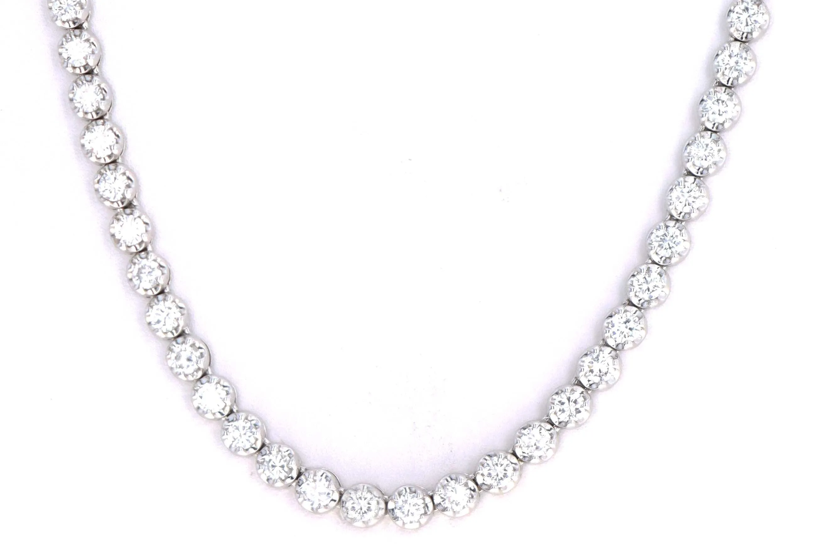 6.95 Carat Total Weight Round Diamond Adjustable Bolo Tennis Necklace in 14K White Gold