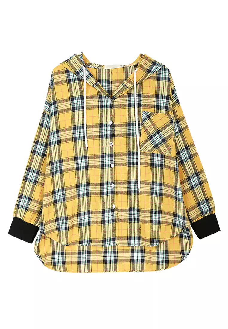 A-IN GIRLS Fashion Loose Check Shirt Jacket