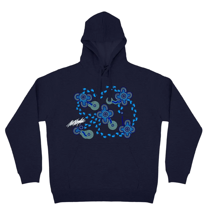 Adults Cozy Hoodie - On Walkabout Blue By Karen Taylor