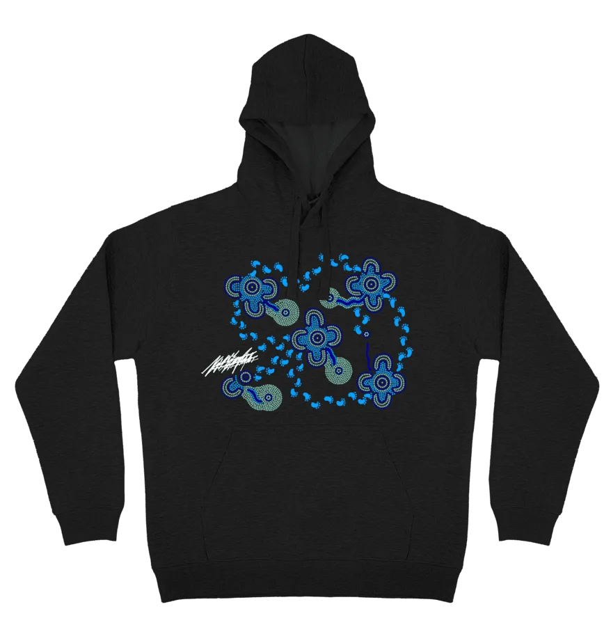 Adults Cozy Hoodie - On Walkabout Blue By Karen Taylor