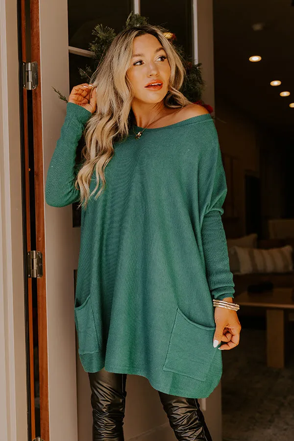 Always Cozy Sweater Top in Hunter Green