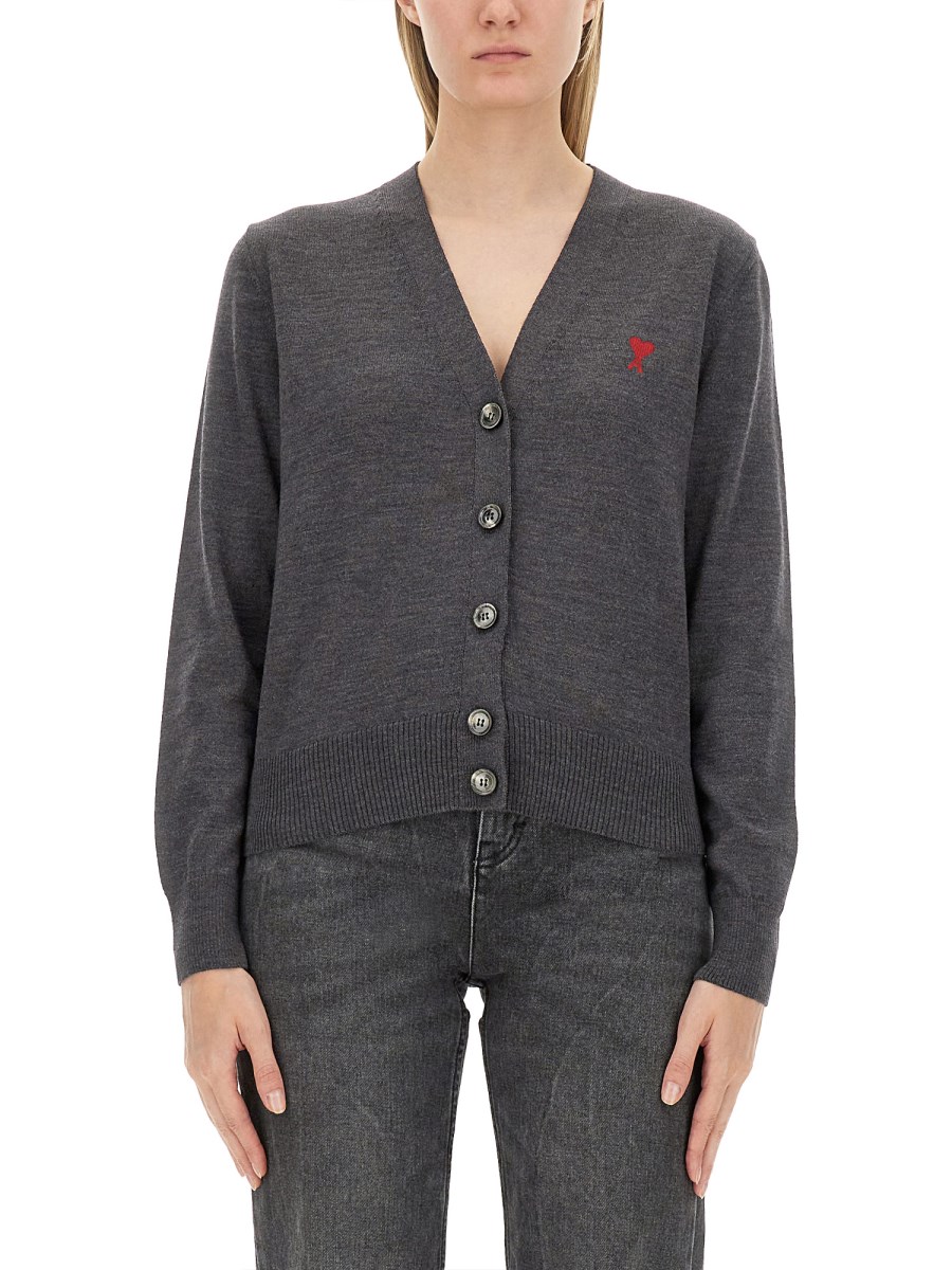 AMI PARIS    CARDIGAN WITH LOGO