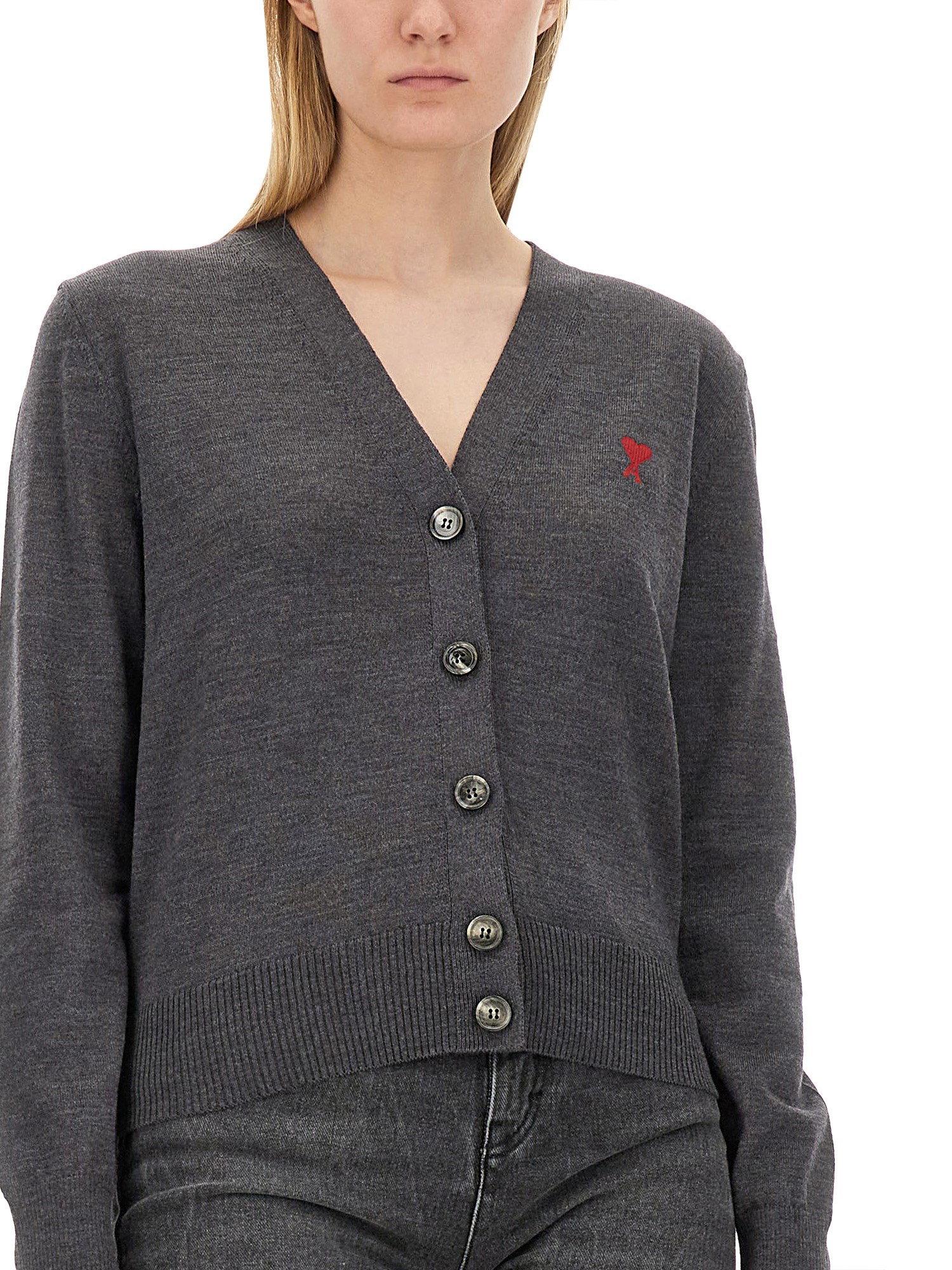 AMI PARIS    CARDIGAN WITH LOGO