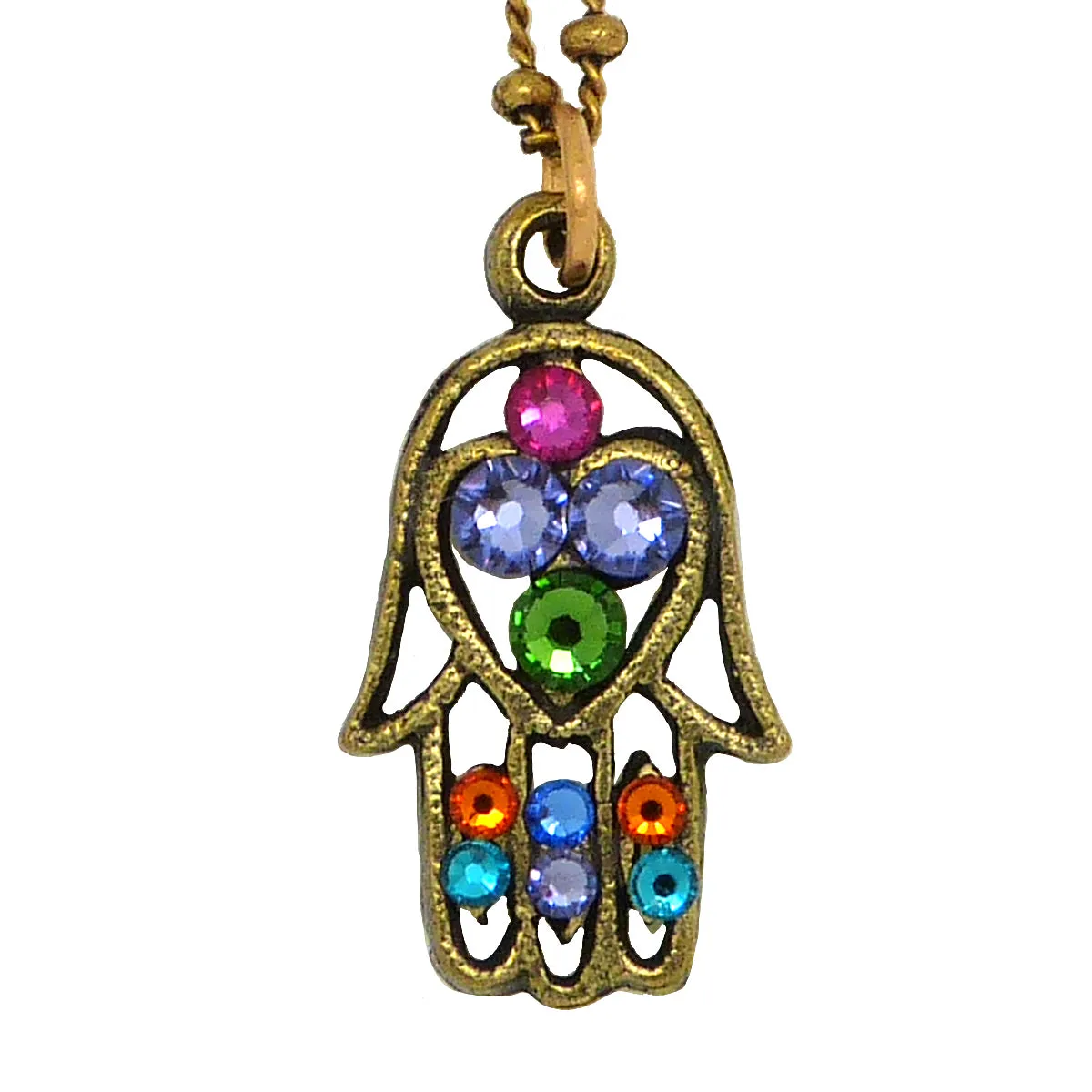 Anne Koplik Multicolor Hamsa Hand Pendant Necklace NKG114MUL