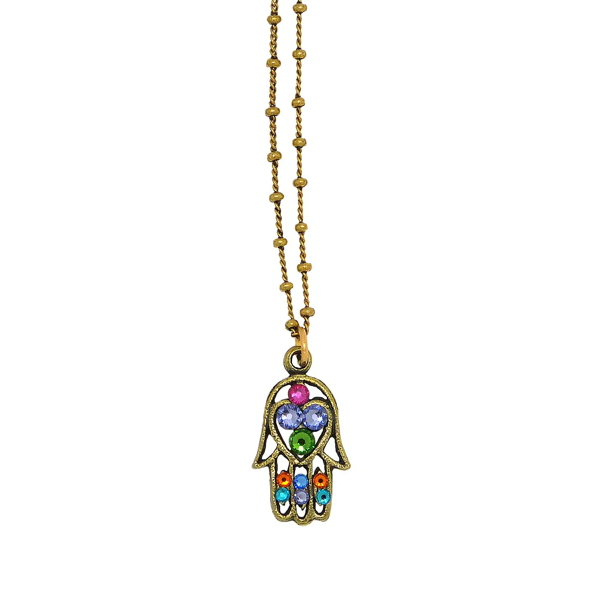 Anne Koplik Multicolor Hamsa Hand Pendant Necklace NKG114MUL