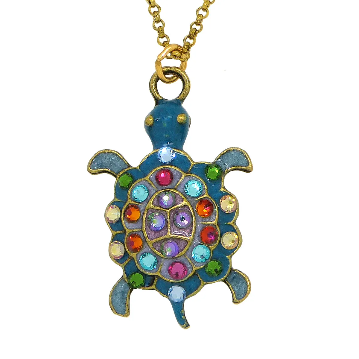 Anne Koplik Turtle Pendant Necklace Swarovski Crystal Necklace Sea Life NKG101