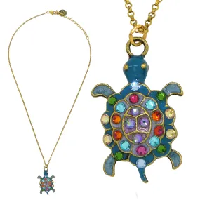 Anne Koplik Turtle Pendant Necklace Swarovski Crystal Necklace Sea Life NKG101