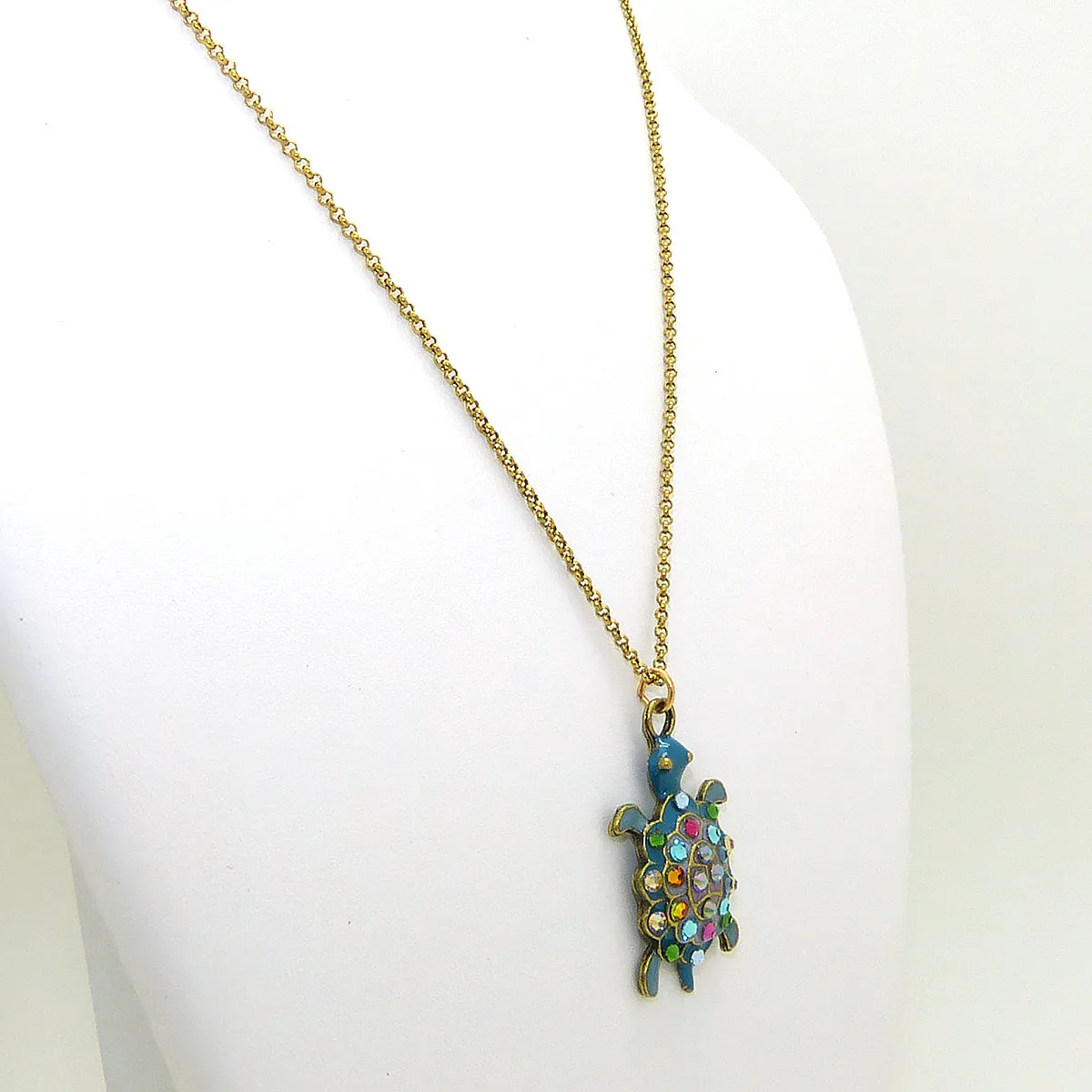 Anne Koplik Turtle Pendant Necklace Swarovski Crystal Necklace Sea Life NKG101