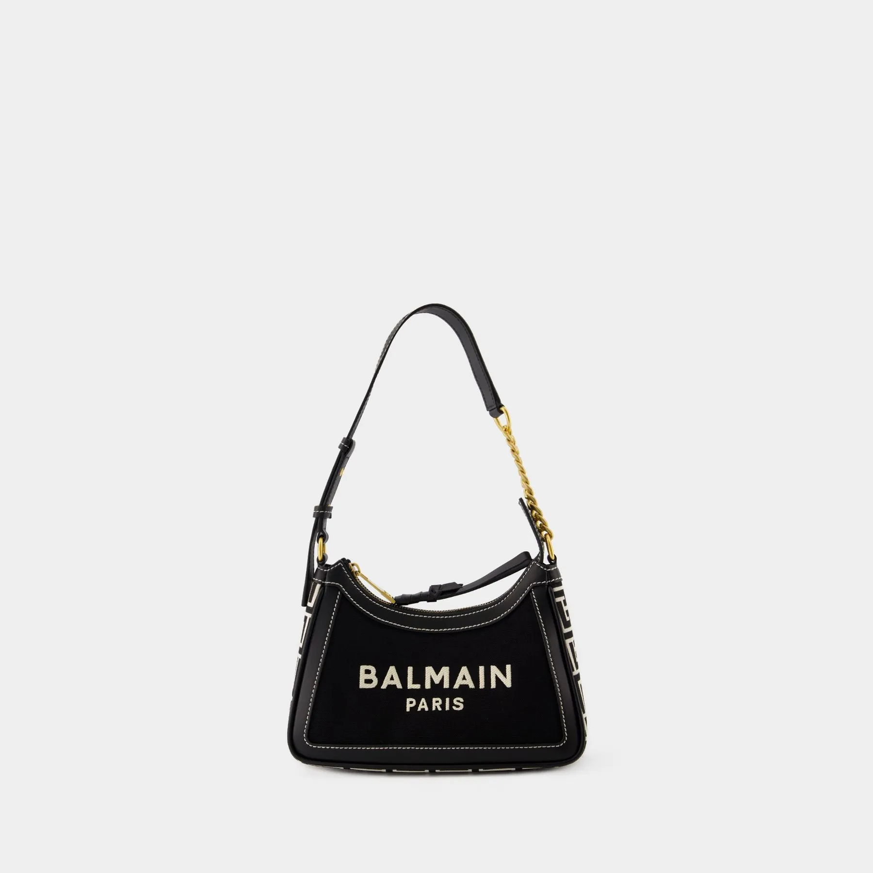 B-Army Shoulder Bag - Balmain - Canvas - Ivory/Black