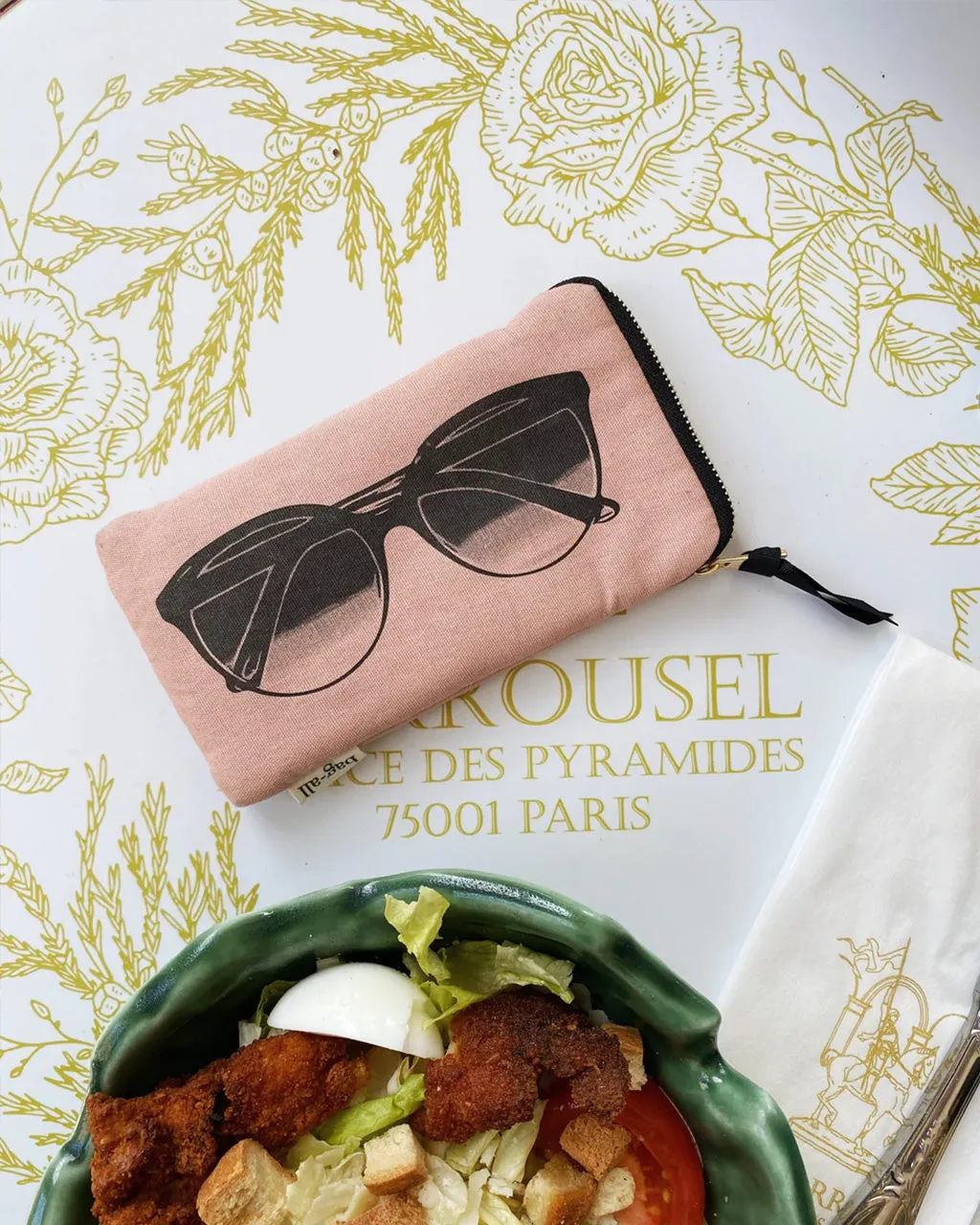 bag-all Glasses Case with Outside Pocket - Pink/Blush