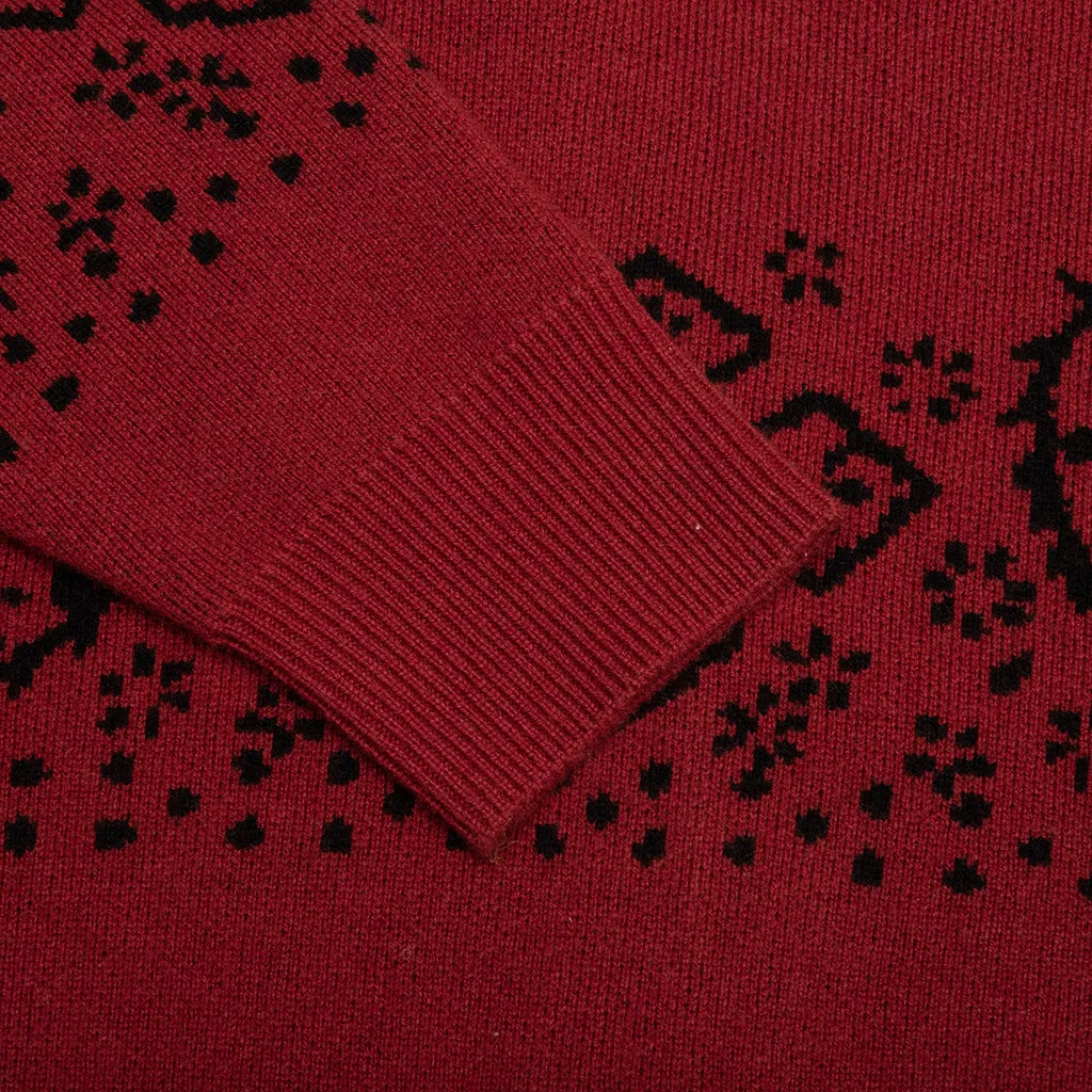 Bandana Knit Cardigan - Red/Black