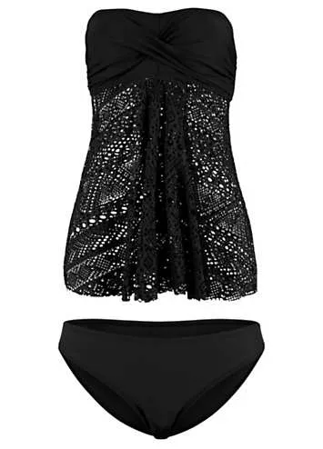 bonprix Bandeau Lace Detail Tankini Set | Grattan