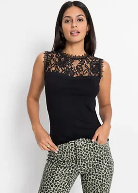 bonprix bonprix Lace Yoke Top | Kaleidoscope