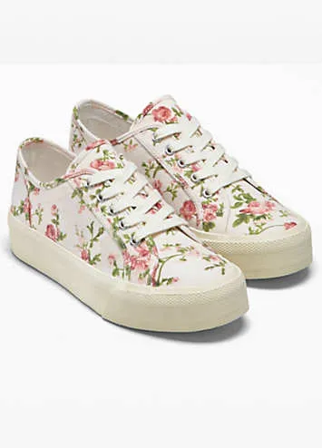 bonprix Floral Print Platform Trainers | Grattan