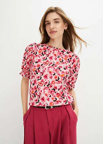 bonprix Floral Print Short Sleeve Top | Grattan