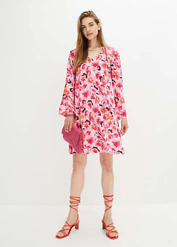 bonprix Floral Print V-Neck Tunic Dress | Grattan