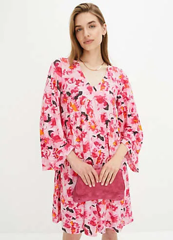 bonprix Floral Print V-Neck Tunic Dress | Grattan