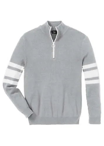 bonprix Half Zip Stripe Sleeve Jumper | Grattan