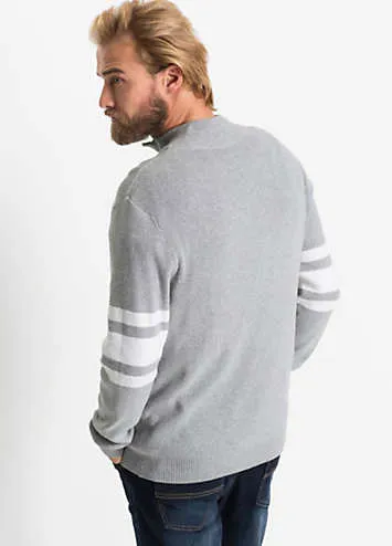 bonprix Half Zip Stripe Sleeve Jumper | Grattan