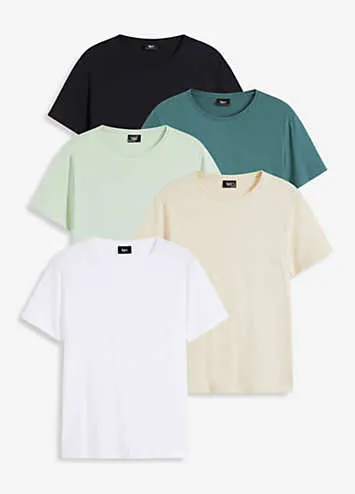 bonprix Pack of 5 Crew Neck T-Shirts | Grattan