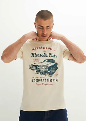 bonprix Round Neck Vintage Car T-Shirt | Grattan