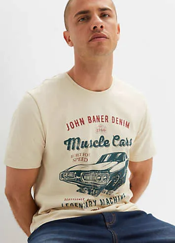 bonprix Round Neck Vintage Car T-Shirt | Grattan