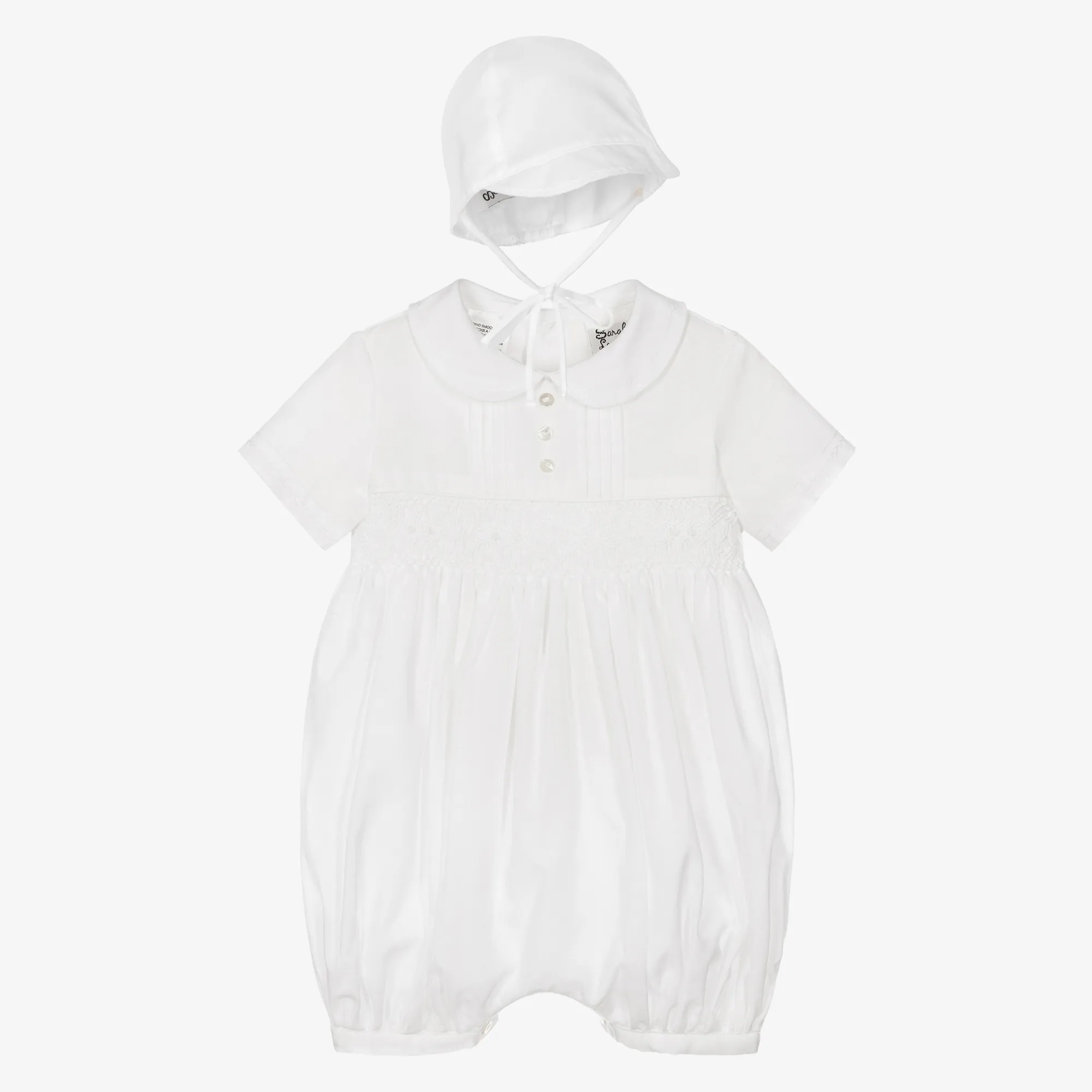 Boys White Babysuit & Hat Set