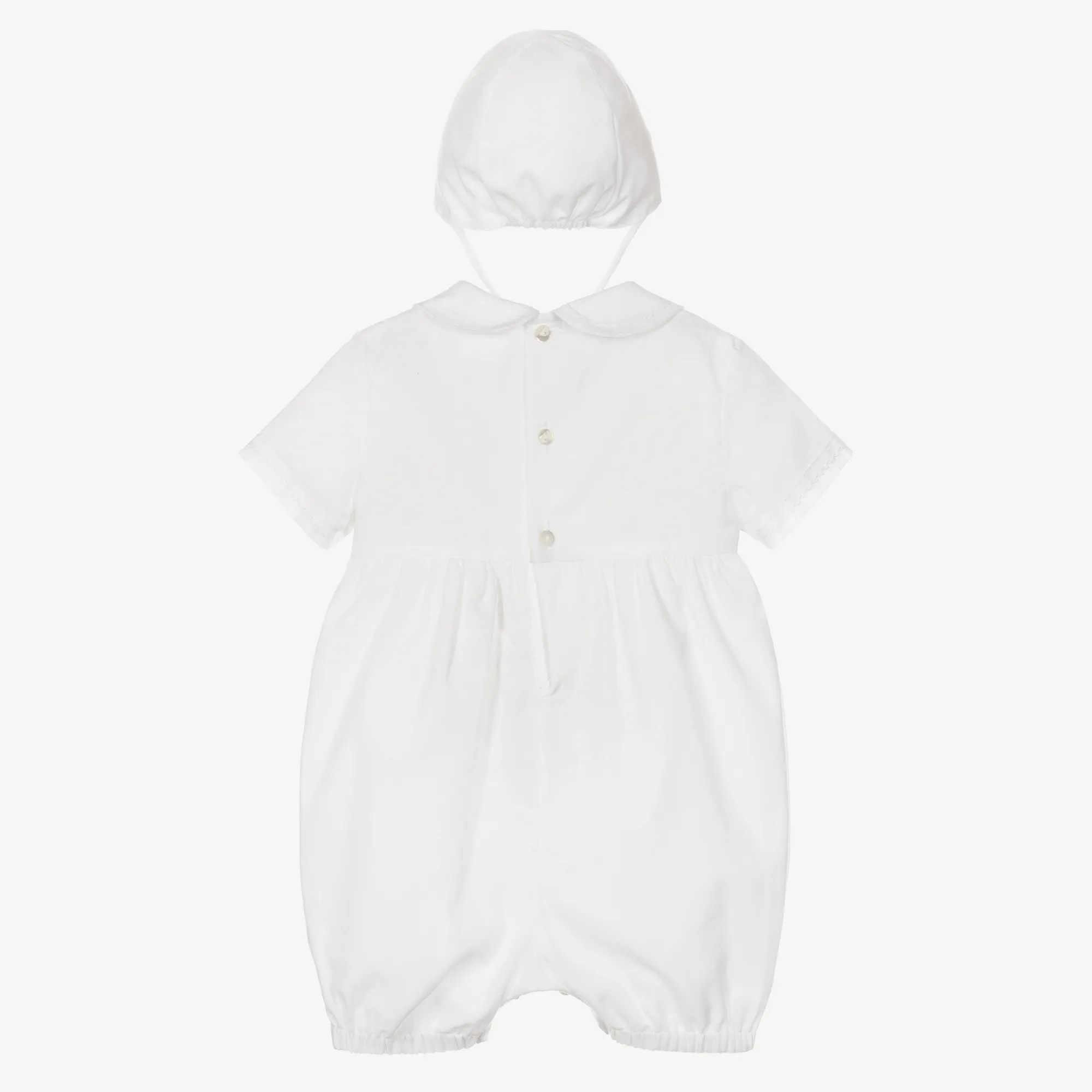 Boys White Babysuit & Hat Set