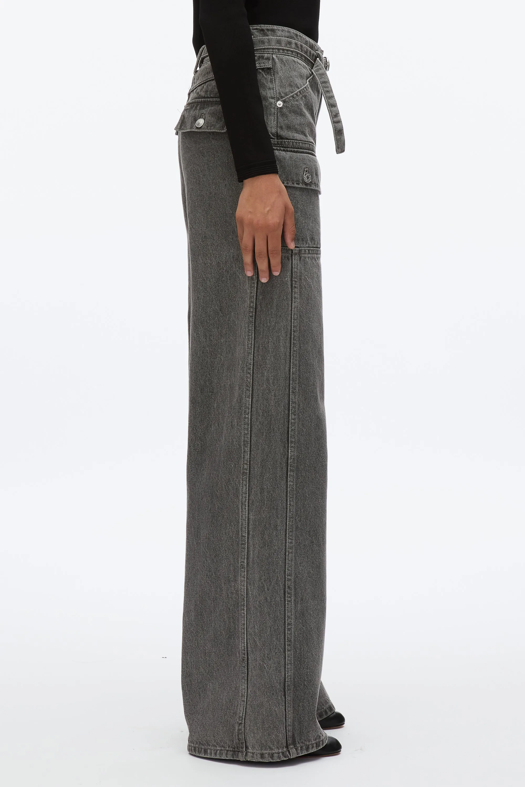 Cargo Wide Leg Belted Jeans