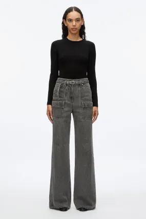 Cargo Wide Leg Belted Jeans