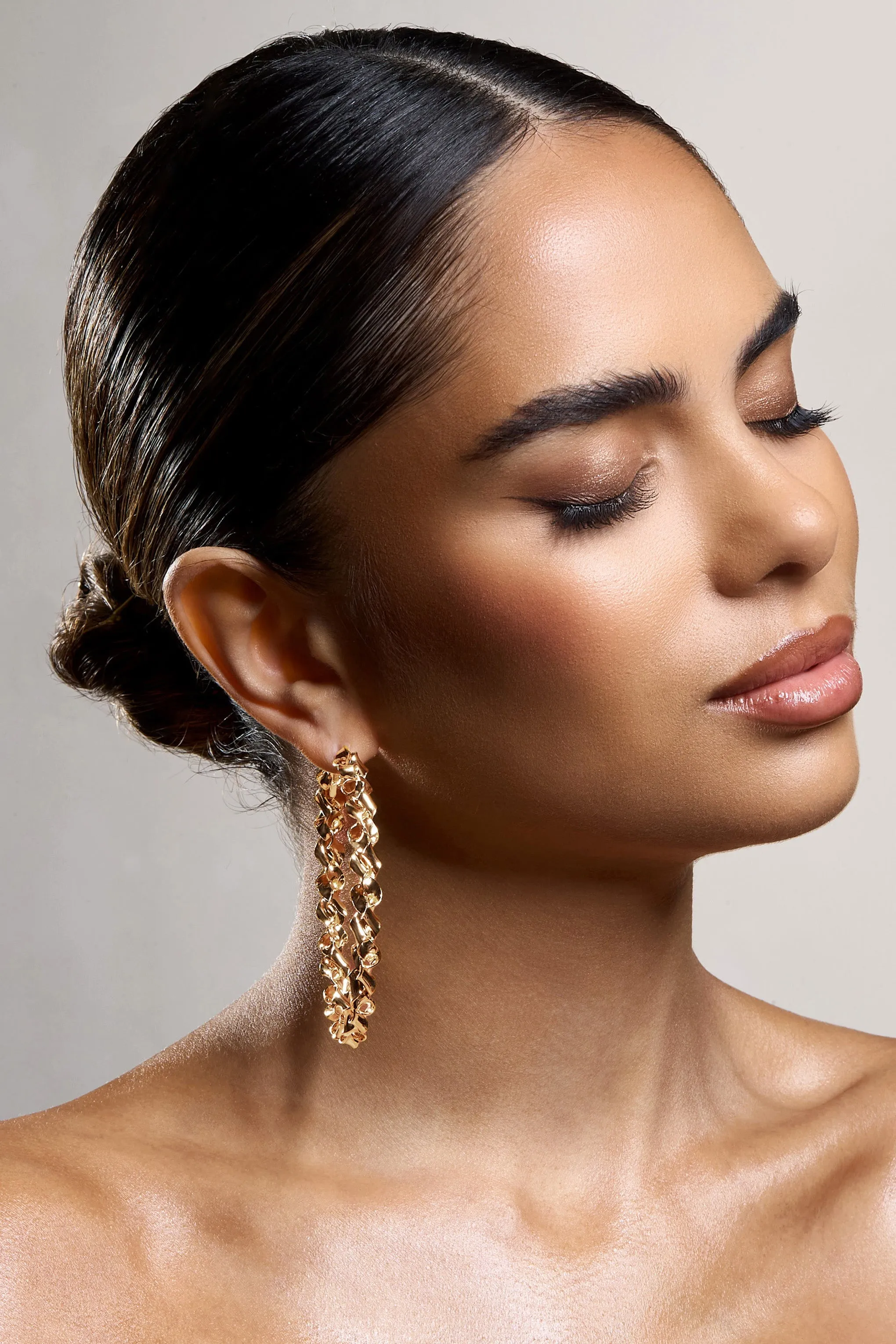 Cecilia | Gold Twisted Hoop Earrings