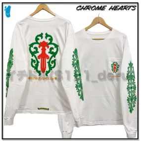 CHROME HEARTS  |Unisex Street Style U-Neck Long Sleeves Cotton