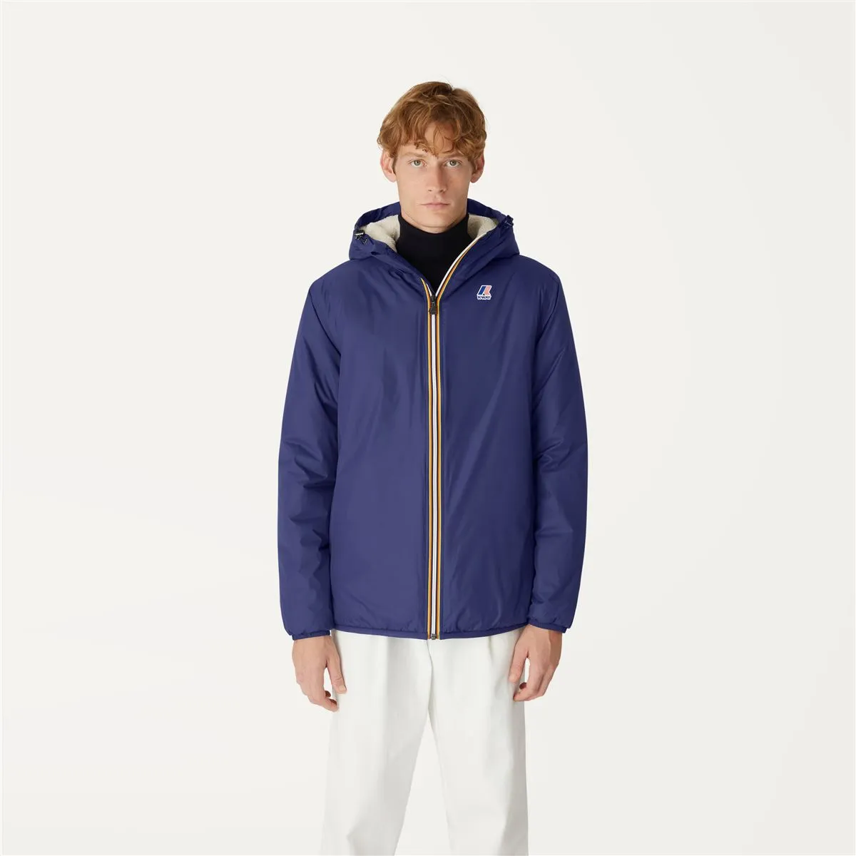 Claude Orsetto - Unisex Sherpa Lined Waterproof Full Zip Rain Jacket in Blue Medieval