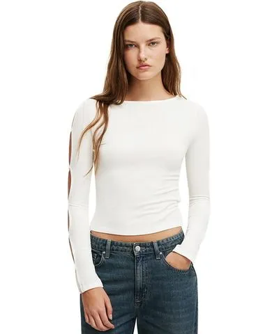 Cotton On Women's Cotton On Bow Detail Long Sleeve Top