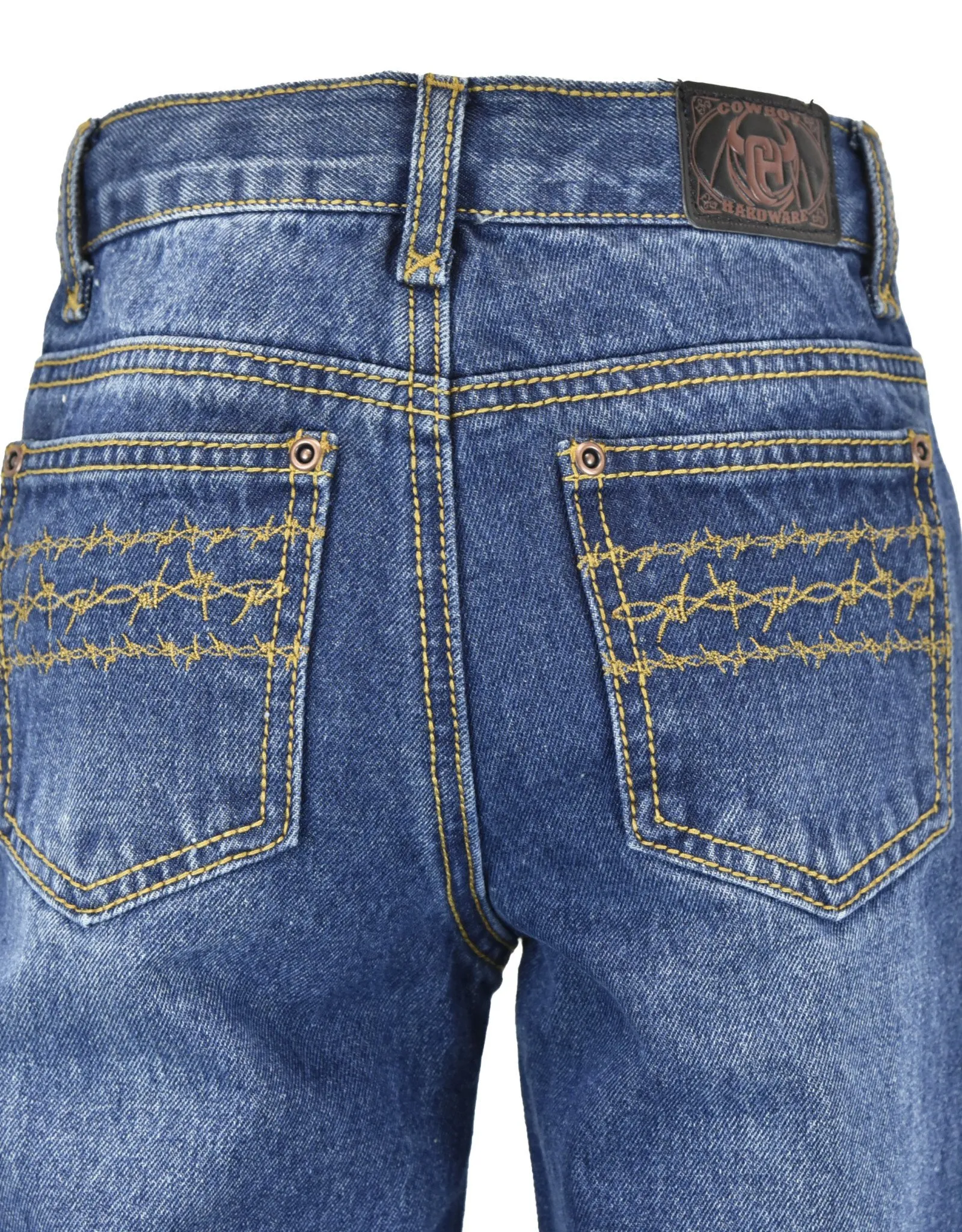 Cowboy Hardware Triple Barbwire Embroidered Pocket Boys Denim Jeans