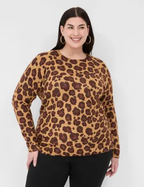 Crew-Neck Animal Printed Sweater