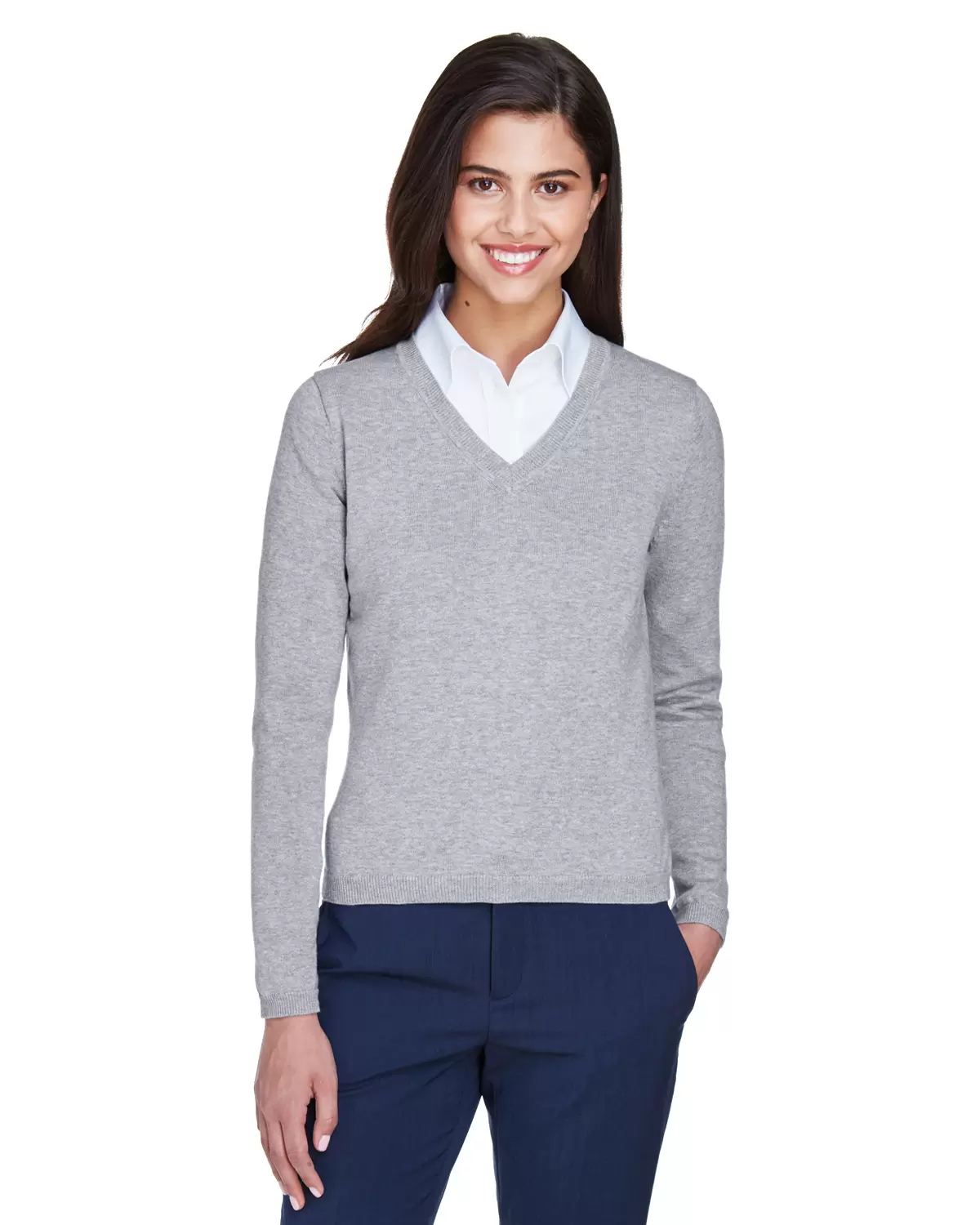 D475W Devon & Jones Ladies' V-Neck Sweater SKU: D475W