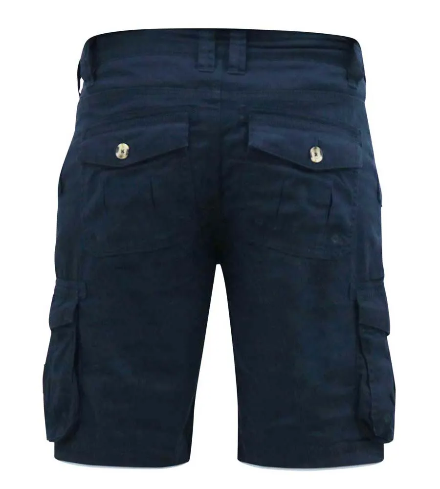 D555 Mens Navy Cotton Cargo Shorts (RODNEY)