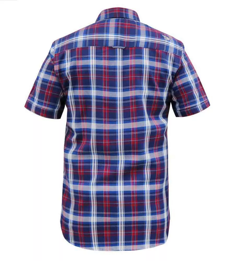 D555 Tall Mens Blue/Red Short Sleeve Check Shirt (PORTLAND)