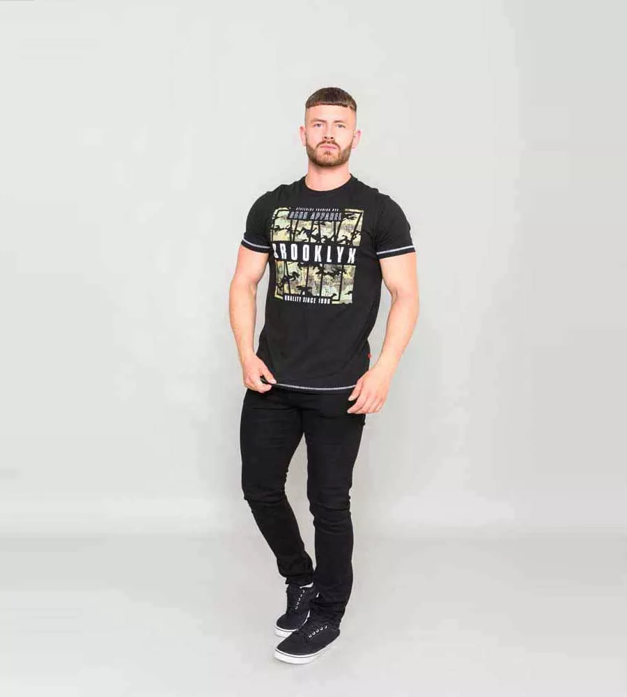 D555 Tall Mens Brooklyn Camouflage Printed T-Shirt (BRICKET)